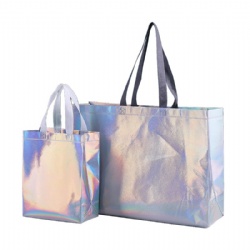 Iridescent Holographic Non-Woven Tote Bag